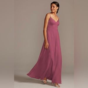 David’s Bridal long bridesmaid dress in Chianti